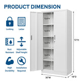 TaskStorz Steel SnapIt Cabinet, 72 Inch Metal Storage Cabinet with Locking Doors and Adjustable Shelves, Metal Garage Cabinet, Tool Cabinets for Office, Garage and Home Use, 72"H x 32"W x 18"D (White) TaskStorz