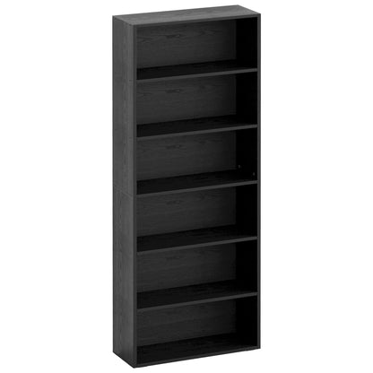 Stunning 6-Tier Vintage Black Bookshelf - Sturdy Storage Solution for Home or Office - WoodArtSupply