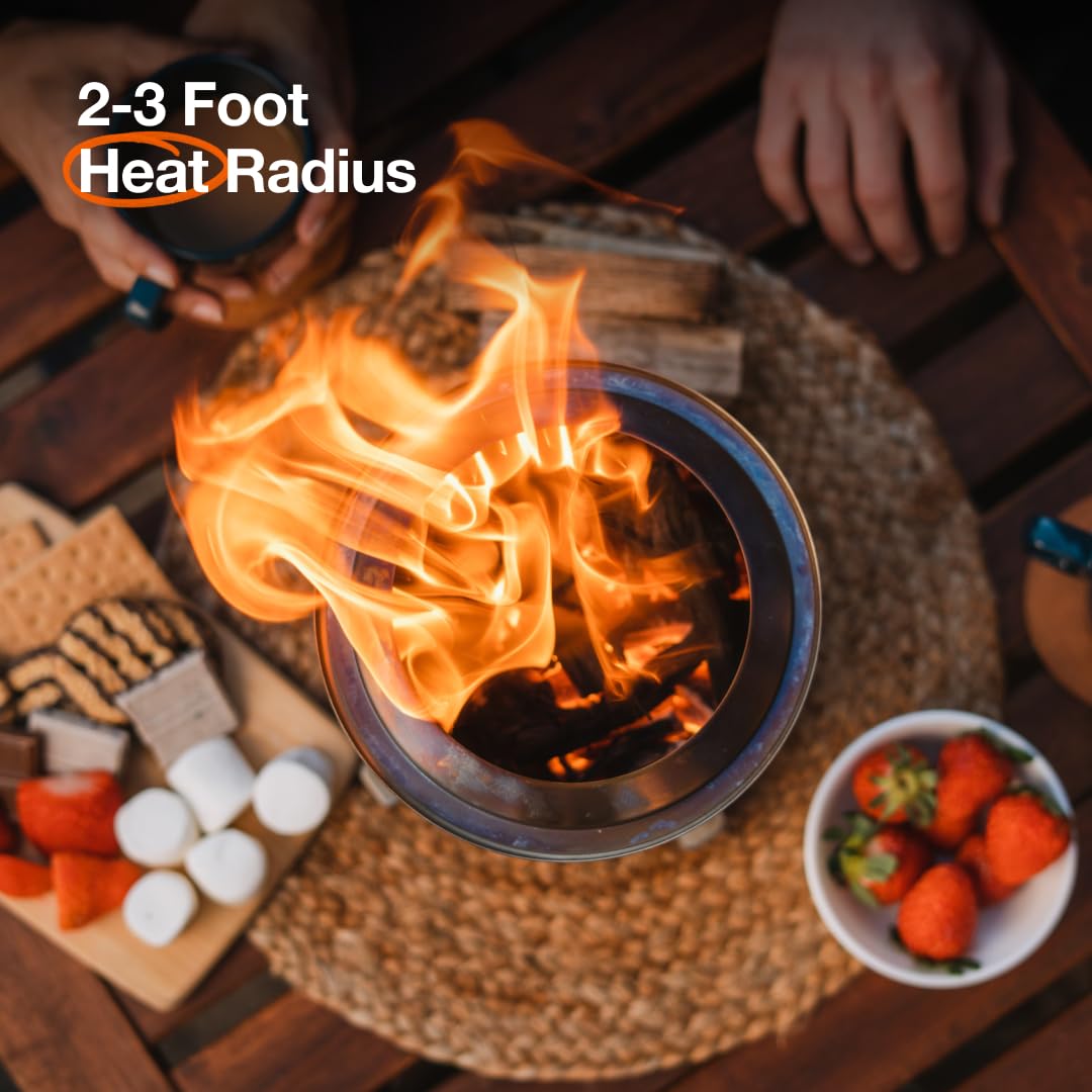 Solo Stove Mesa XL, 7 Inch Tabletop Fire Pit with Stand - Smokeless, Stainless Steel Fire Pit for Camping, Outdoor & Patio- Wood Burning or Pellet Fueled Portable Bonfire, 2.3lbs, Water Solo Stove