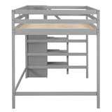 Harper & Bright Designs Grey Full Loft Bed with Storage Staircase and Wardrobe Harper & Bright Designs