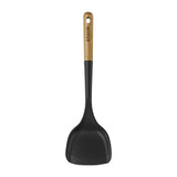 STAUB Wok Spatula, Perfect for Scooping, Flipping, Stirring, and Turning Stir Fries, One Size, Durable BPA-free Matte Black Silicone, Acacia Wood Handles, Safe for Nonstick Cooking Surfaces STAUB
