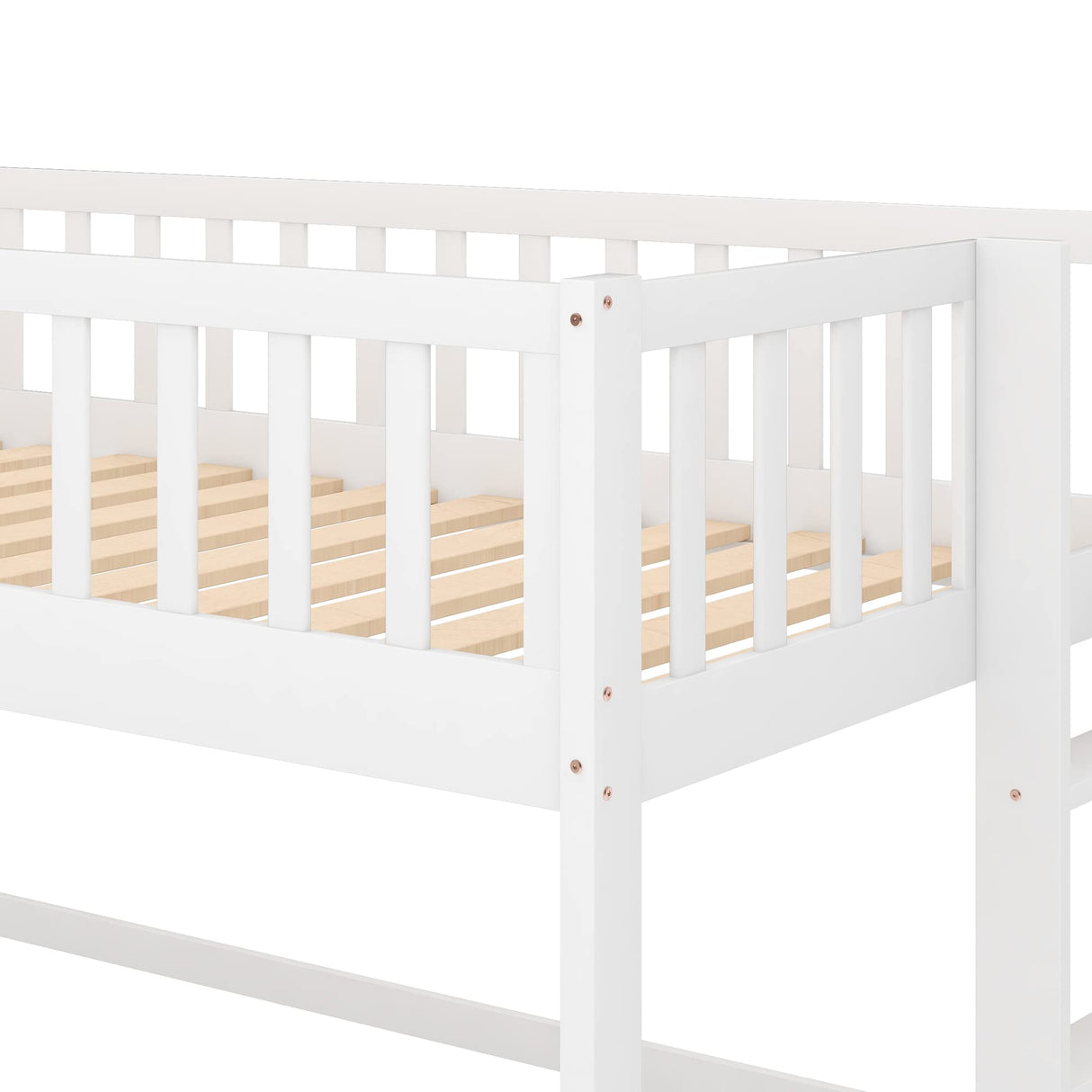 Majnesvon Twin Loft Bed with Slide,Wood Loft Bed Low Profile for Boys Girls, Built-in Ladder and Guard Rail,No Box Spring Needed Majnesvon