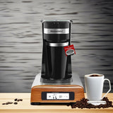 Elite Gourmet EHC113 Personal Single-Serve Compact Coffee Maker Brewer Includes 14Oz. Stainless Steel Interior Thermal Travel Mug, Compatible with Coffee Grounds, Reusable Filter, Black Elite Gourmet