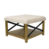 HomePop Tufted Ottoman with Wooden Storage - Cream HomePop