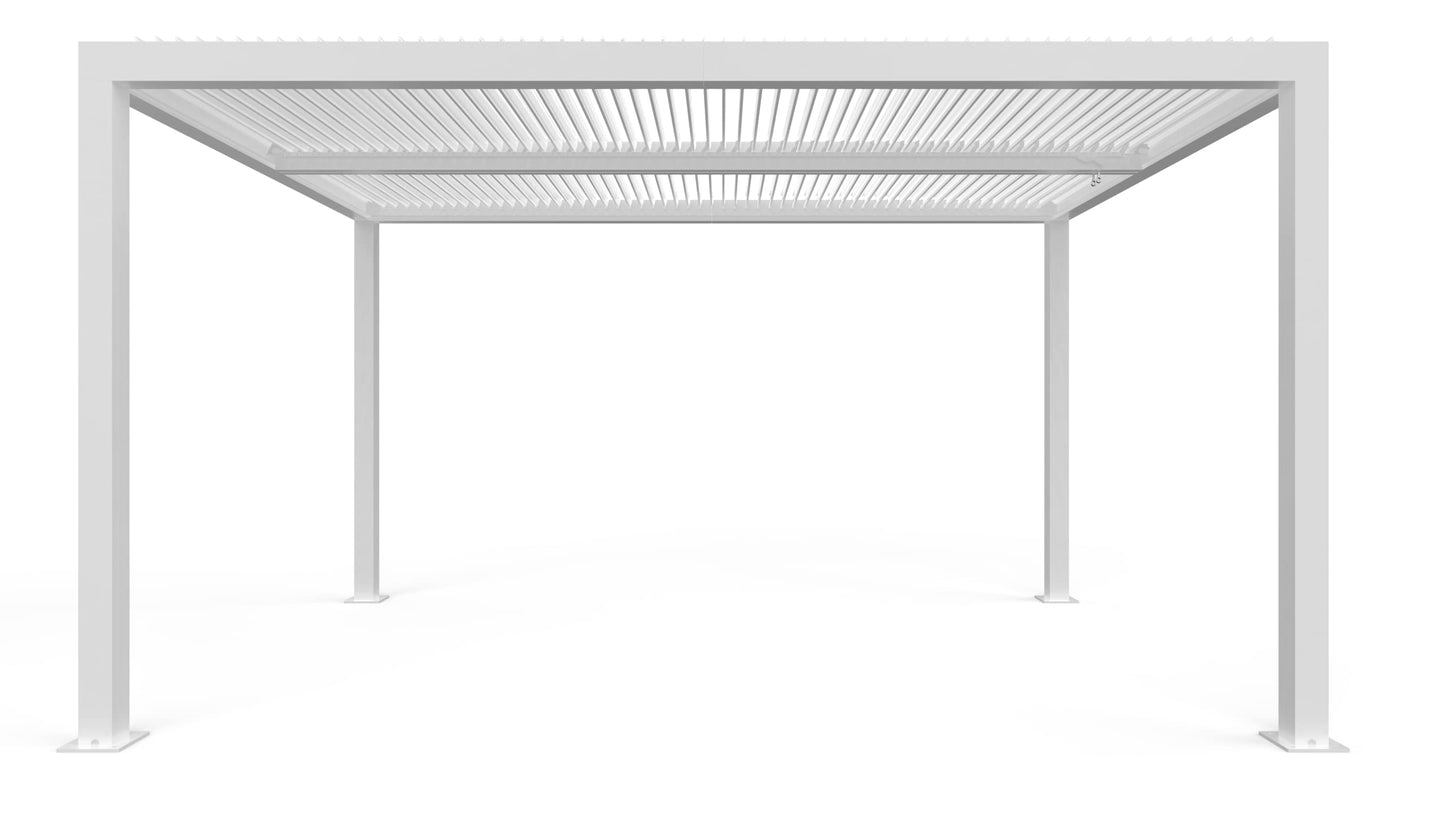 PURPLE LEAF Outdoor Louvered Pergola 10'x14' White Aluminum Pergola Modern Shade Gazebo with 2 Independently Adjustable Rainproof Hardtop for Patio Garden Yard - WoodArtSupply