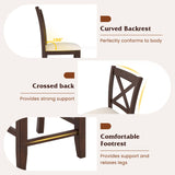 Giantex 24" Bar Stools Set of 4, Farmhouse Counter Height Barstools w/Footrest, Cross Back, Comfortable Linen Cushion, Upholstered Wood Bar Chairs for Kitchen Island Dining Room Cafe, Walnut & Beige Giantex