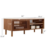 Bonzy Home 44’’ Mid Century Modern Coffee Table with Storage, Wood Center Table with Sliding Door and Open Shelves for Living Room (Walnut) Bonzy Home