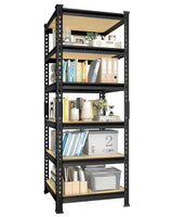 PrimeZone 6-Tier Adjustable Tall Book Shelf - Narrow Bookcase for Small Space, Open Wooden Bookshelf, Display Square Shelf for Living Room, Bedroom, Sturdy, Office, 16" W x 16" D x 72" H, Black PrimeZone