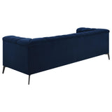 Coaster Home Furnishings - Chalet - Matte Velvet Fabric Upholstered Stationary Tufted Sofa with Tuxedo Arm and Pocket Coil Springs - Contemporary - Living Room - Blue - 509211 Coaster Fine Furniture