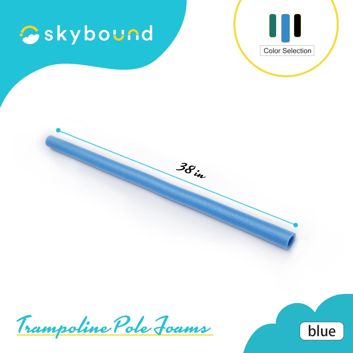 SkyBound Replacement Trampoline Enclosure Foam - Trampolines Poles Cover - Protective Poles Cover Tube Set for Safety Protection - Set of 12 - Variety of Colors and Sizes Blue SkyBound
