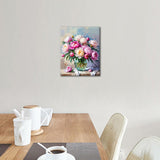 Paint by Numbers Kit for Adults & Adult Paint by Number - Blooming Pink Peonies Botanical Canvas Art, Beginner Floral DIY Painting, Relaxing Arts and Crafts Kit(16x20 Inch) TUMOVO