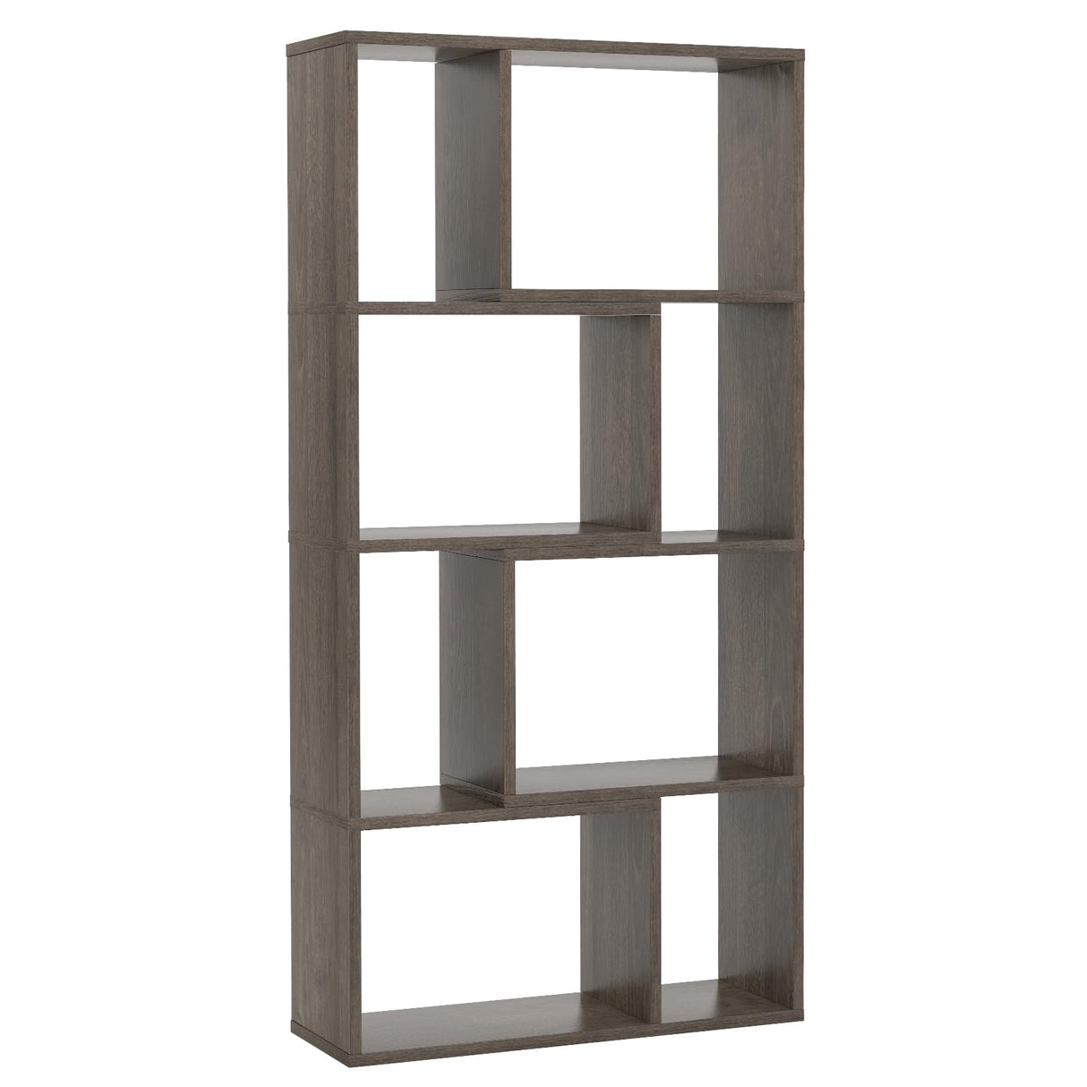 Tangkula 5 Tier Geometric Bookshelf, 48”H Freestanding 8-Cube Open Bookcase, Wooden Storage Display Shelf, 2 Anti-Toppling Devices, 8 Cubes Home Office Decor Room Divider for Living Room (1, Gray) Tangkula