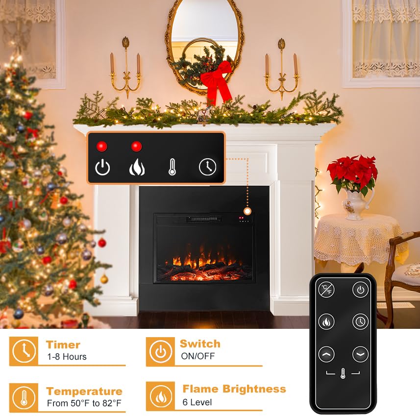 55 Inch Electric Fireplace with Mantel, Tall Fire Place Heater Freestanding with Remote Control Timer LED Flame for Living Room Bedroom, White Cloud Mountain