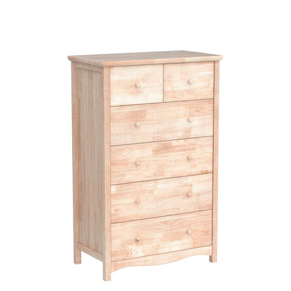 VINGLI Upgraged Unfinished 6 Drawer Dresser for Bedroom Natural Solid Wood Dresser Color DIY, Rustic Farmhouse Tall Dresser with Spacious Storage Chests of Drawers with Full Extension Drawer  - WoodArtSupply