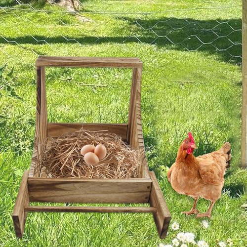 MUYG Chicken Nesting Box,Wooden Single Compartment Chicken Nesting Boxes Wood Hen Nest Box Chicken Coop Accessories Wall Mount Laying Nest Boxes with Perch for Chickens Hens Ducks Poultry - WoodArtSupply