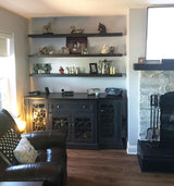 Joel's Antiques Floating Wall Shelf, Wood Decor & Long Shelf for Fireplace Mantel, Bookshelf, Bedroom, & Farmhouse - Wall-Mounted Rustic Stand, Wooden Hanging Display - Black, 72" x 10" x 2" joelsantiques