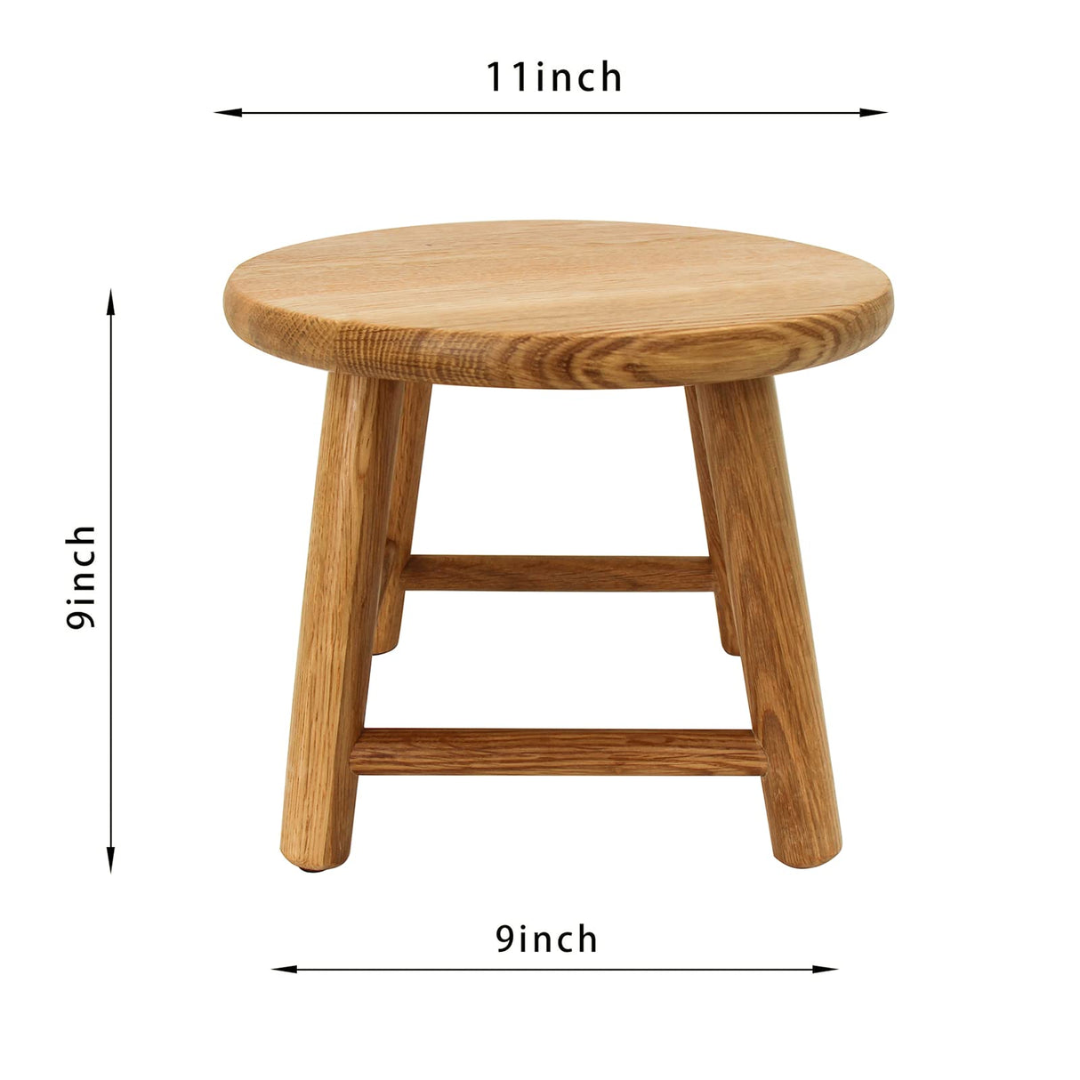 CONSDAN Kids Stool, Milking, USA Grown Oak, Plant Stand, Handcrafted Solid Wood, 9" Low, Round Step, Wooden for Kids, Small Short, Shoe Changing (Natural) CONSDAN
