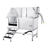 VEVOR 62" Pet Dog Bathing Station w/Stairs, Professional Stainless Steel Dog Grooming Tub w/Soap Box, Faucet,Rich Accessory,Bathtub for Large,Medium,Small Pet, Washing Sink for Home(Left) VEVOR