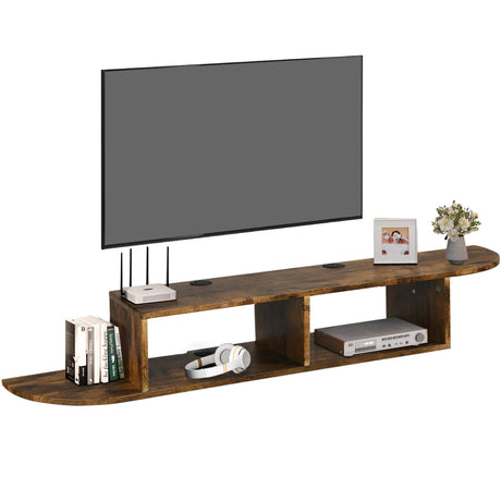 4 EVER WINNER Floating TV Stand, 55" Floating Entertainment Center with Storage, Floating TV Shelf Wall Shelf for Under TV, Living Room, Bedroom, Walnu 4 EVER WINNER