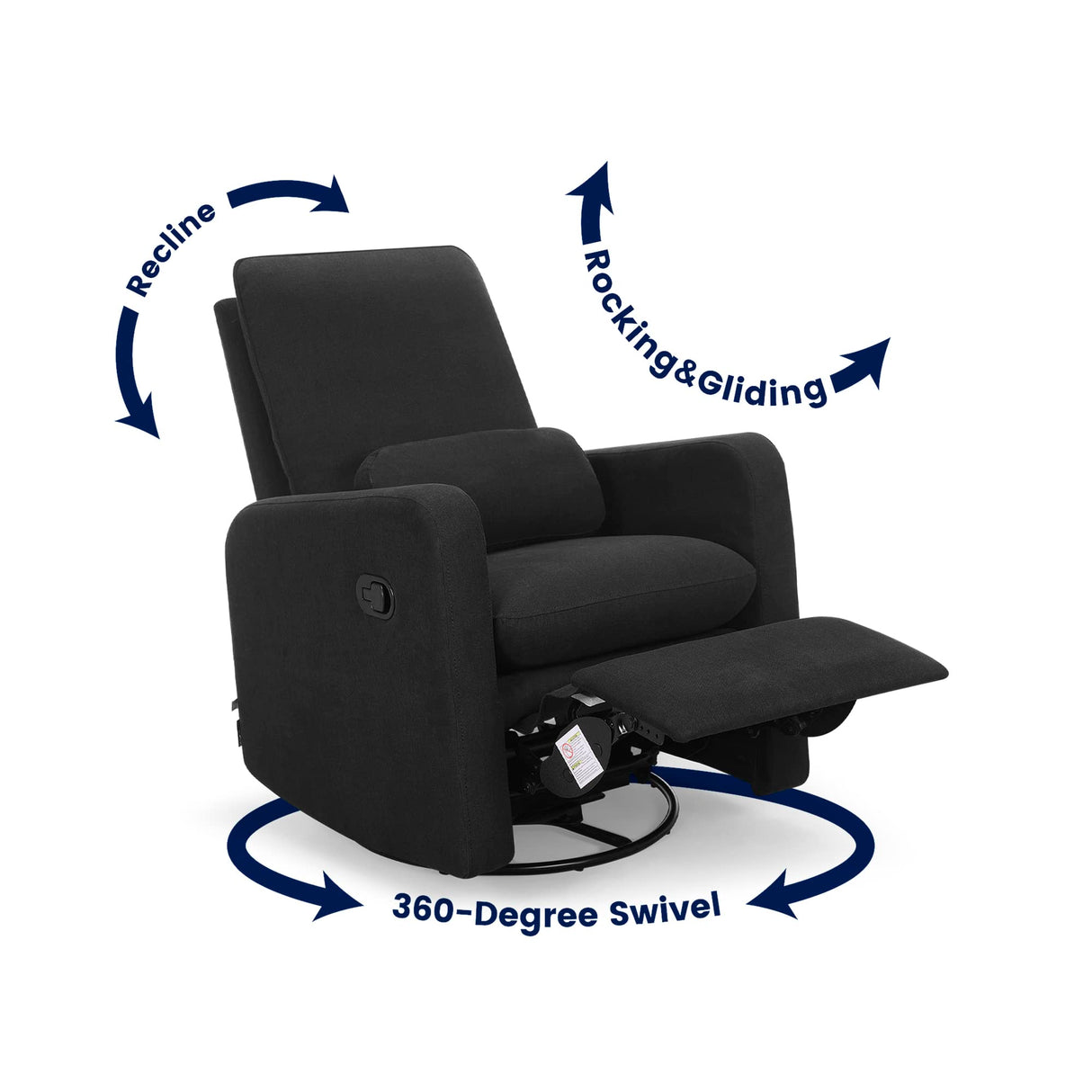 GAP babyGap Cloud Recliner with LiveSmart Evolve - Sustainable Performance Fabric, Jet Black Delta Children