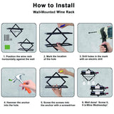 FOSTERSOURCE 2Pcs Metal Wall Mounted Wine Rack Hanging Wine Bottle Holder Wall Organizer Storage Shelf for Home Kitchen Bar Decor FOSTERSOURCE