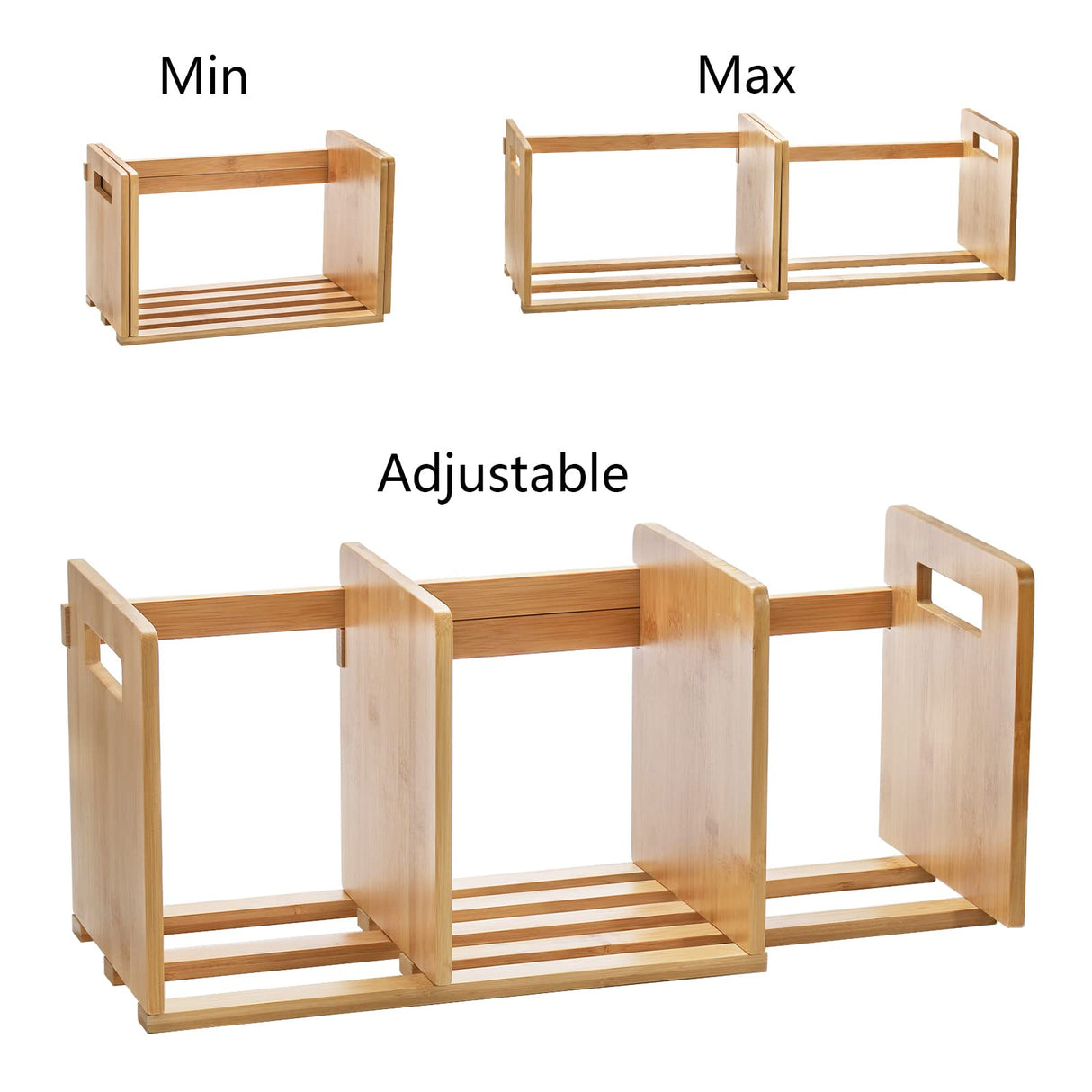 ZOOFOX Bamboo Desktop Bookshelf, Expandable Desktop Organizer, Small Display Shelf Book Rack for Office Supplies, Home Tabletop ZOOFOX