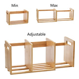ZOOFOX Bamboo Desktop Bookshelf, Expandable Desktop Organizer, Small Display Shelf Book Rack for Office Supplies, Home Tabletop ZOOFOX
