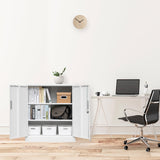 CJF Metal Storage Cabinets with Shelves and Doors, Sideboard Buffet Cabinet for Kitchen, Entryway, Living Room, Home Office, Garage, Utility Room and Basement, 36.2" H x 31.5" W x 15.7" D (White) CJF