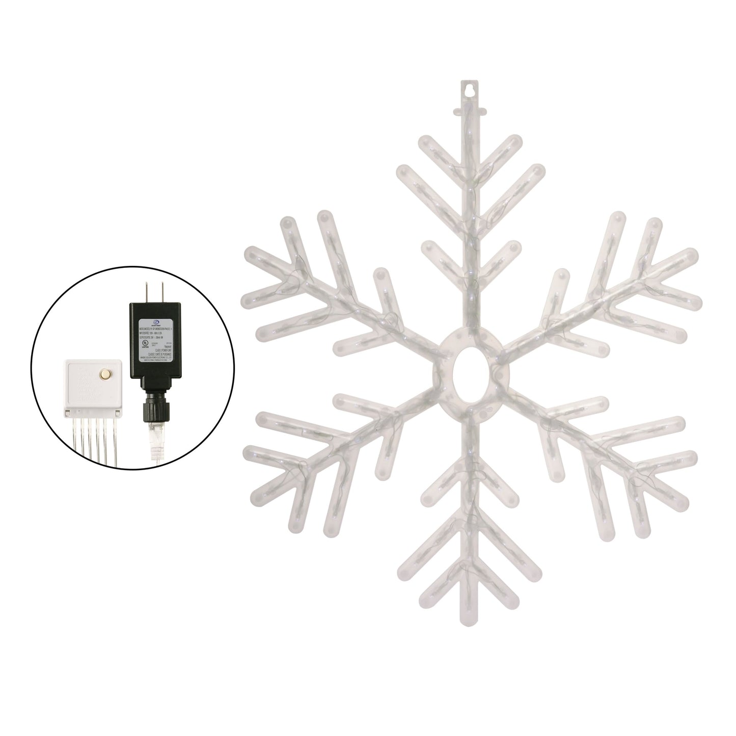 Alpine Corporation 24"H Indoor/Outdoor Hanging Snowflake Decoration with LED Lights