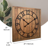 Presentime & Co 21" Farmhouse Square Shiplap Barn Door Wood Clock - Fir, Arabic Numeral. Home Decoration/Wall Decoration/Farmhouse Décor for Living Room, Dining Room, and Entryway. Presentime