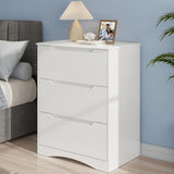 Gizoon 3 Drawers Chest, Bedroom Drawer Dresser with Large Storage Capacity, Embedded Handle, and Sturdy Anti-Tripping Device, Modern Design Cabinet for Hallway, Office, Living Room (White) Gizoon
