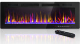 LEMBERI 72 inch Electric Fireplace Recessed and Wall Mounted,750/1500W Fireplace Heater and Linear Fireplace with Touch Screen Control Panel, Timer,Remote Control,Adjustable Flame Color and Speed LEMBERI