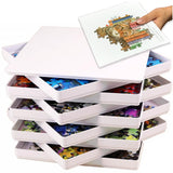 PUZZLE EZ 8 Puzzle Sorting Trays with Lid 8" x 8" with Mover Card Hold Up to 1000 Pieces Space Saver Gift for Puzzle Lover PUZZLE EZ
