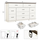 jiteentarou Farmhouse 9 Drawer Dresser for Bedroom,63” Wood Dresser & Chest of Drawers with Power Outlets,Large & Wide Dressers for Bedroom,Tall Storage Dresser Organizer(White) jiteentarou