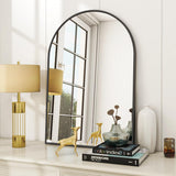 VooBang Arched Wall Mirror, 24 x 36 inch Arch Bathroom Mirror, Wall Mounted Vanity Mirror with Arch Metal Frame, Modern Bathroom Vanity Mirror for Bedroom, Living Room, Hanging or Leaning, Black VooBang