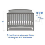 Delta Children Archer Solid Panel 4-in-1 Convertible Baby Crib - Greenguard Gold Certified, Grey Delta Children