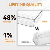 6 Pack Large Clear Plastic Drawer Organizer Trays, Acrylic Kitchen Drawer Organization and Storage Dividers, Non-Slip Storage Bins for Makeup, Kitchen Utensils, Bathroom, Jewelries and Office Desk Criusia