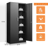 Allouncer Metal Storage Cabinet with Shelves and Doors, Kitchen Pantry Cabinet, Garage Storage Cabinet, Garage Cabinet with Adjustable Shelves, File Storage Cabinets -71" Black Allouncer