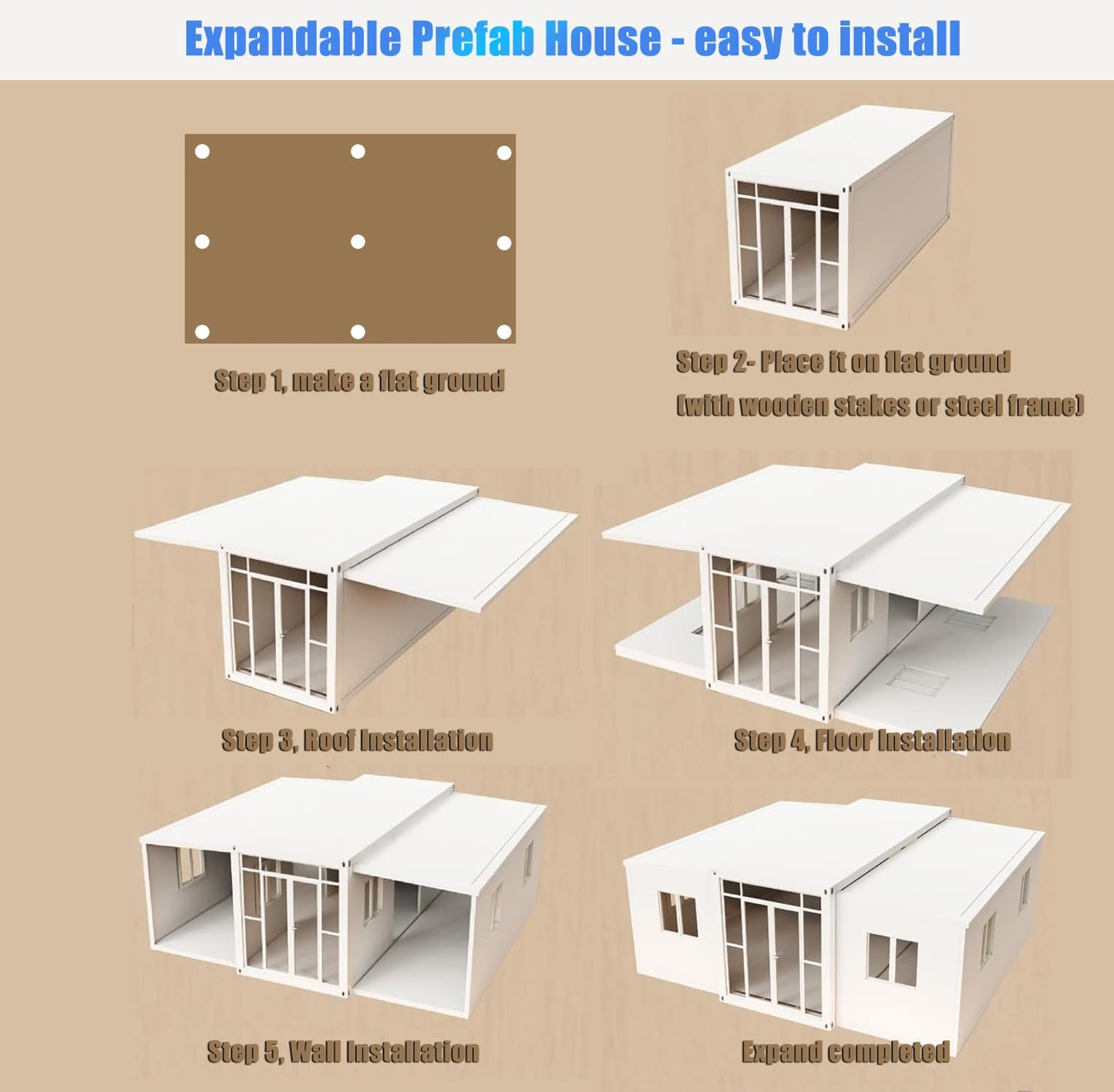 3 Bedroom 40FT Thickened Prefab home Tiny House to Live in for Adults Foldable Expandable Container Mobile Modular casa contenedor para vivir Mini Live Houses kit for sale,with Toilet Kitchen - WoodArtSupply