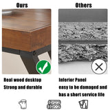 FurniChoi Solid Wood Computer Desk, Modern Real Wood Home Office Desk, Long Rustic Farmhouse Natural Wood Writing Desk, Executive Workstation PC Desk Table for Living Room Bedroom, Brown, 55 inch FurniChoi