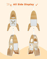 MUTTROS Modern Cat Tree Rocket Ship, Wood Cat Tower for Indoor Cats, 47" Multilevel Wooden Cat Furniture with 2 Condos, Dangling Balls, Sisal Scratcher Pads, Cute Cat Tree Kitten Playground MUTTROS