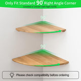 Corner Shelves, Floating Corner Shelf, Set of 2 7inch Solid Oak Wood Wall Shelves, Round End Wall Mount with Wire Hole Shelving for Small Plant for Bedroom Kitchen, Living Room Conamily
