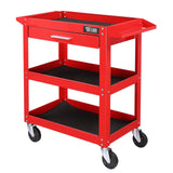 TUFFIOM 3 Tier Rolling Tool Cart, 330 LBS Capacity Industrial Service Cart, Heavy Duty Steel Utility Cart, Tool Organizer with Drawer, Perfect for Garage, Warehouse & Repair Shop (Red) TUFFIOM