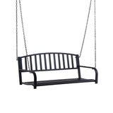 Outsunny 2 Person Front Porch Swing Patio Swing Bench, Outdoor Steel Swing Chair with Sturdy Chains, for Backyard, Deck, 528 lb Weight Capacity, Black Outsunny