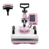 VEVOR 2 in 1 Heat Press Machine with Hat Heat Press, 12x10 T Shirt Press Machine, Professional 360° Swing Away Sublimation Heat Press for T Shirt Hat Cap Pillow Bag Pad (Pink & White) VEVOR