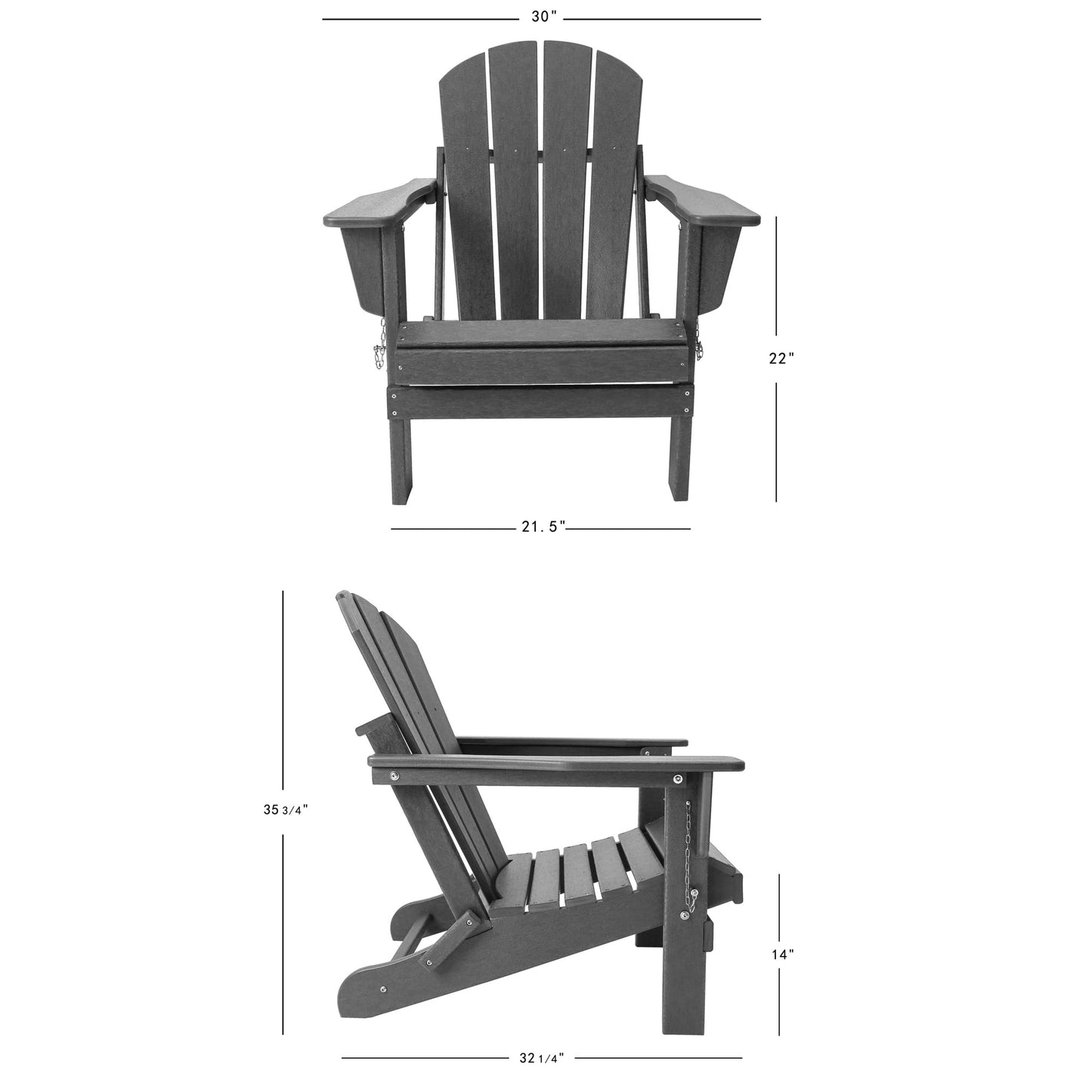 WestinTrends Outdoor Adirondack Chairs Set of 4, Plastic Fire Pit Chair, Weather Resistant Folding Patio Lawn Chair for Outside Deck Garden Backyardf Balcony, Gray