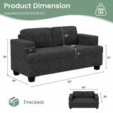 Fiona's magic 5 Seats Sofa Couch Set, 2 Piece Set Comfy Sofa Couch, 3 Seater & Loveseat Sofa with Deep Seats, Couch for Living Room, Modern Sleeper Couch, Black Chenille Fiona's magic