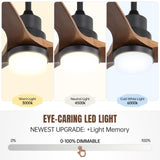 CACI Mall 60" Wood Ceiling Fan with Light,Outdoor for Covered Patios,LED,Remote,Solid Wood,Walnut Blades,Oil Rubbed Bronze Ceiling Fan for Living Room Kitchen Bedroom Family Dining Noiseless CACI Mall