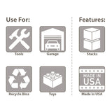 Akro-Mils 13017 Stak-N-Store Heavy Duty Stackable Open Front Plastic Storage Container Bin, (15-Inch x 20-Inch x 12-1/2-Inch), Blue, (3-Pack) Akro-Mils