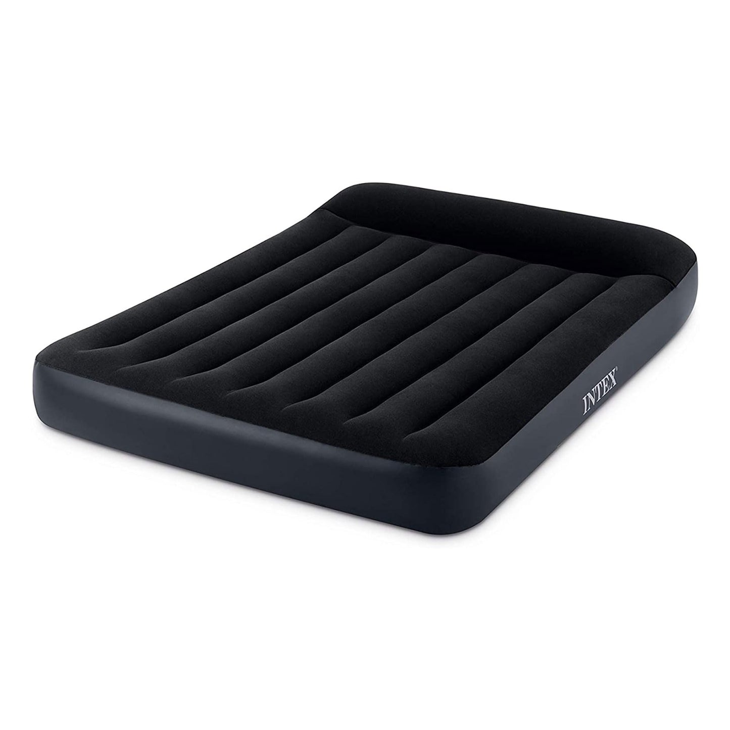 Intex 64147ED Dura-Beam Standard Pillow Rest Air Mattress: Fiber-Tech – Full Size – Built-in Electric Pump – 10in Bed Height – 600lb Weight Capacity